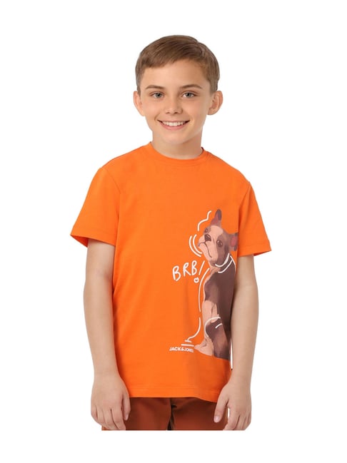 Buy Jack & Jones Junior Orange Cotton Printed T-Shirt for Boys Clothing  Online @ Tata CLiQ