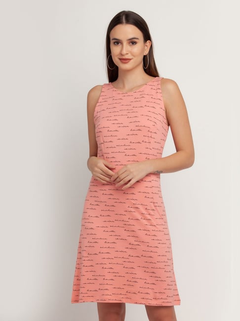 Zink London Pink Graphic Print Dress Price in India