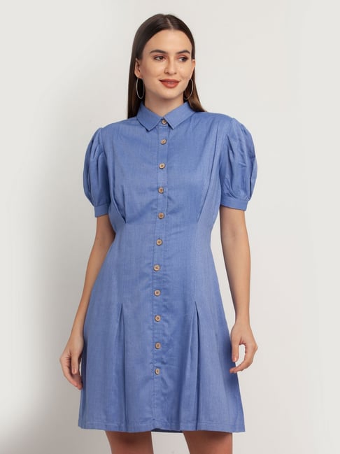 Zink London Blue Cotton Dress Price in India