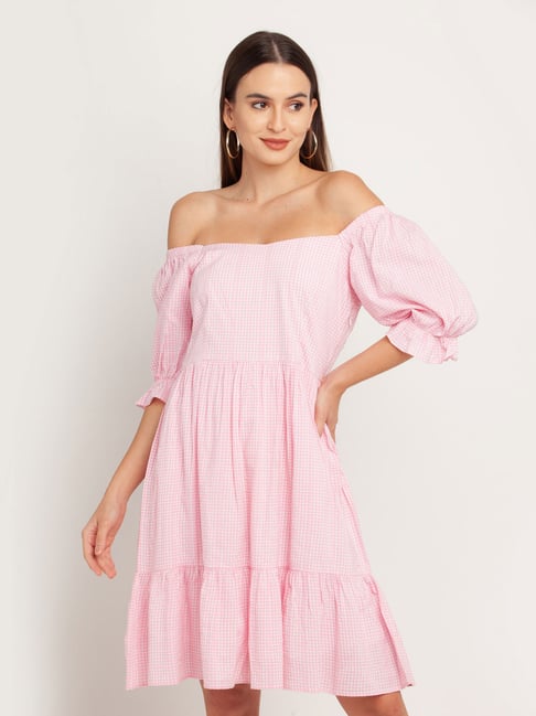Zink London Pink Checks Dress Price in India