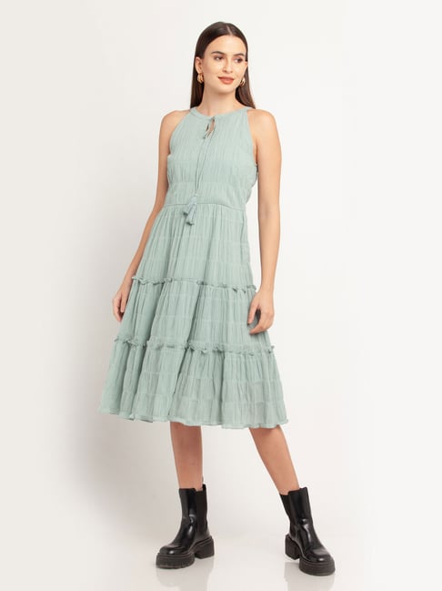Zink London Green Cotton Dress Price in India