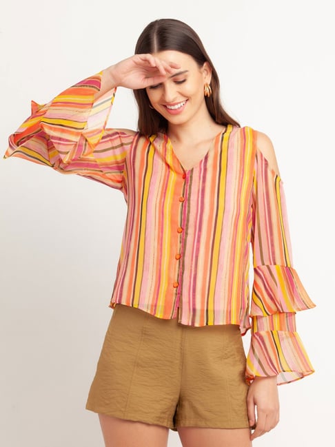 Zink London Multicolor Striped Top Price in India