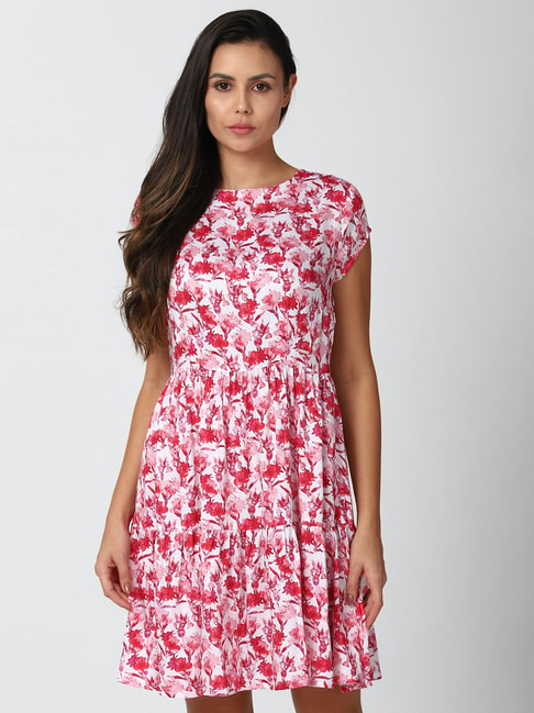 Van Heusen Red & White Floral Print Dress Price in India