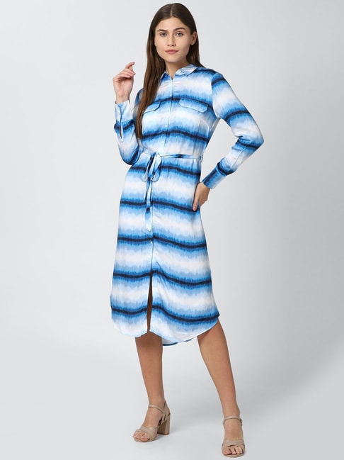 Van Heusen White & Blue Striped Dress Price in India