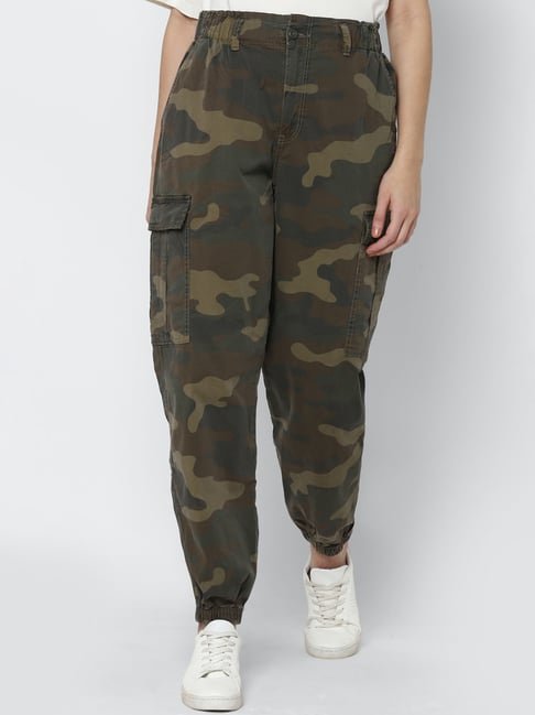 Buy American Eagle Outfitters Olive Camo Print Joggers for Women