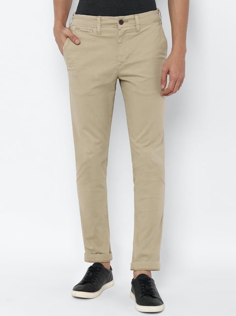 Buy American Eagle Beige Cotton Slim Fit Trousers for Mens Online