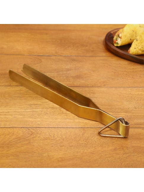 Ellementry 'Sanchi' Golden Brass 2 cm Roti Tong - Set of 1