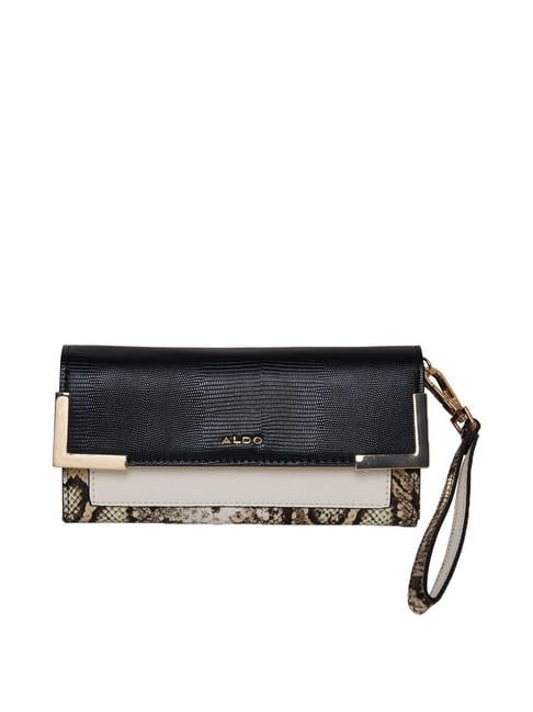 Aldo TALEDELDAR Black & Brown Animal Effect Wristlet Wallet for Women