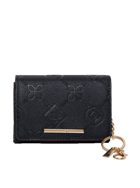 Aldo ICONIPOUCH Black Textured Wallet With Keychain for Women