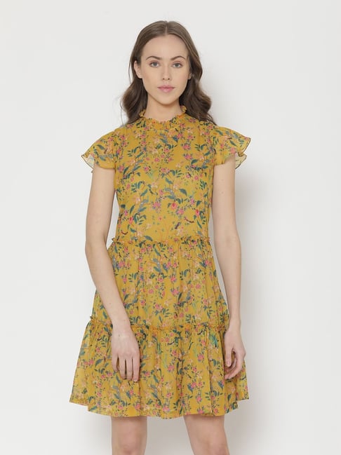 SHAYE Yellow Printed Dress Price in India
