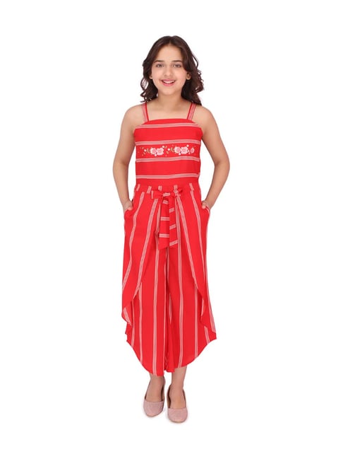 Cutecumber Kids Red Striped Jumpsuit