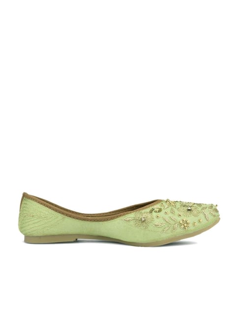 Desi Colour Women's Green Ethnic Juttis Price in India