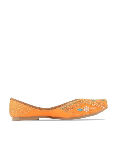 Desi Colour Women's Orange Ethnic Juttis Price in India