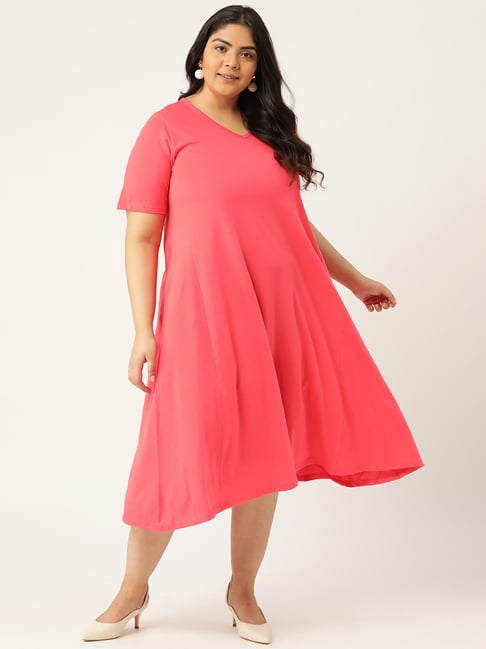 a line dress below knee Maggy London Horn Short Sleeve Midi A-Line Dress