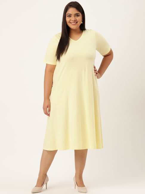 theRebelinme Yellow Below Knee A-Line Dress