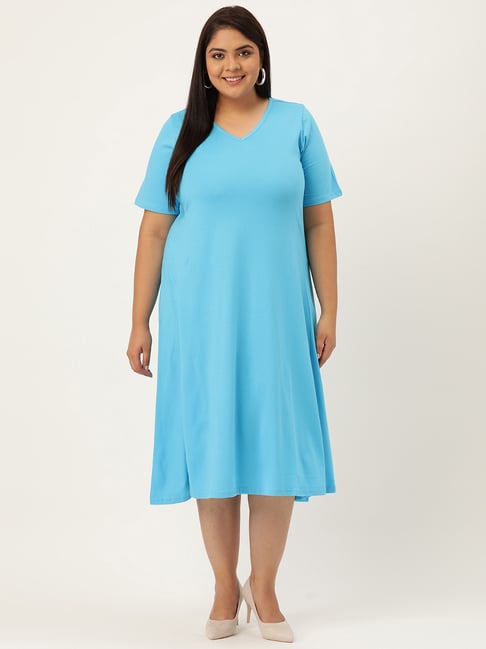 theRebelinme Aqua Below Knee A-Line Dress