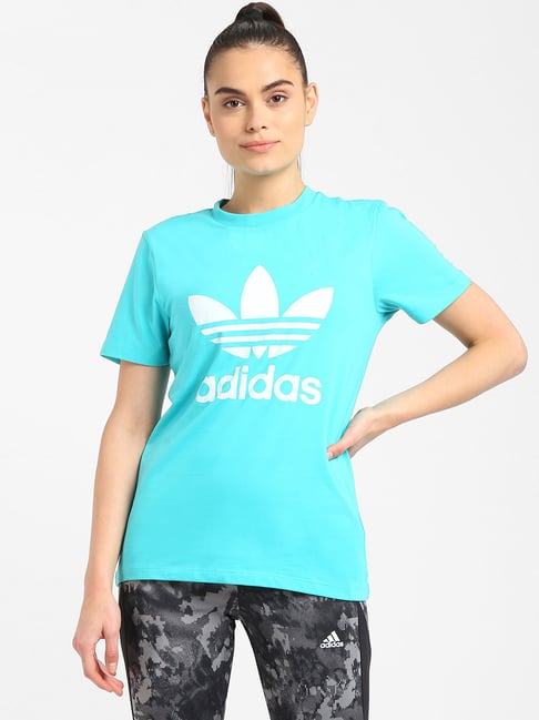 Adidas Originals Blue TREFOIL Printed T-Shirt-picture-11