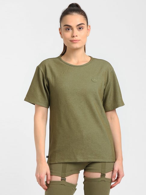 Olive green adidas sales shirt womens