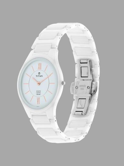 Titan Quartz Analog Watch with White Colour Strap for Women