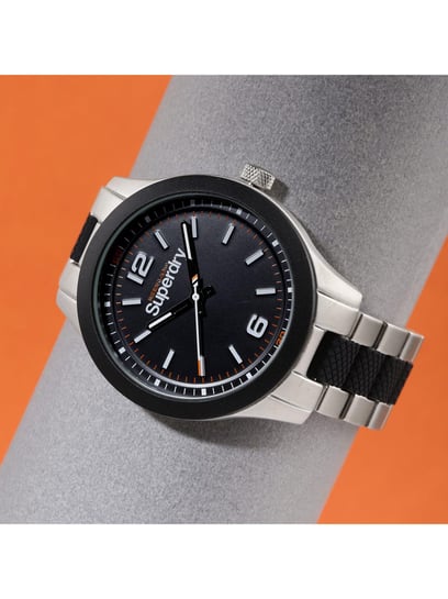 Superdry Orologio Da Polso Uomo SYG288BSM – Cronografo Quarzo 44mm, Cassa Acciaio, Quadrante Nero, Bracciale Bicolore
