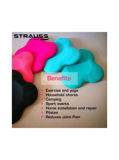 Strauss Yoga Knee Pad Cushions, (Blue), Pair Roller Sports Knee Pads