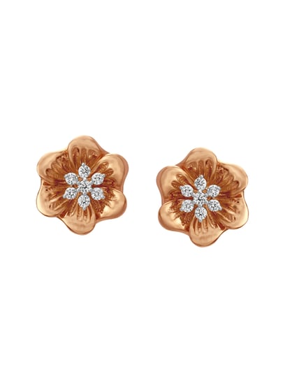 Mia by Tanishq 14k (585) Rose Gold and Diamond Stud Earrings for Women :  Amazon.in: Fashion