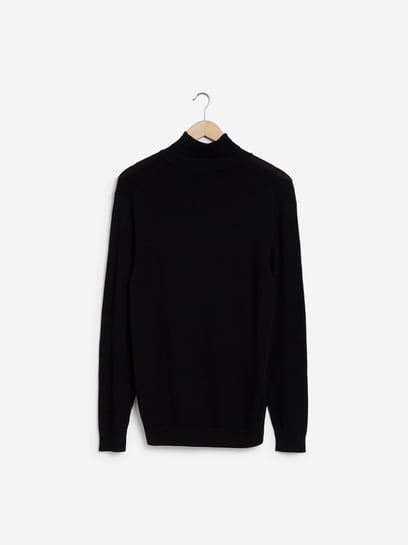 Buy WES Formals by Westside Black Turtleneck Slim Fit Sweater for