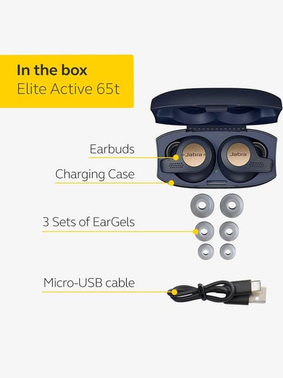 Buy Jabra Elite Active 65t True Wireless EarPods With Mic Blue