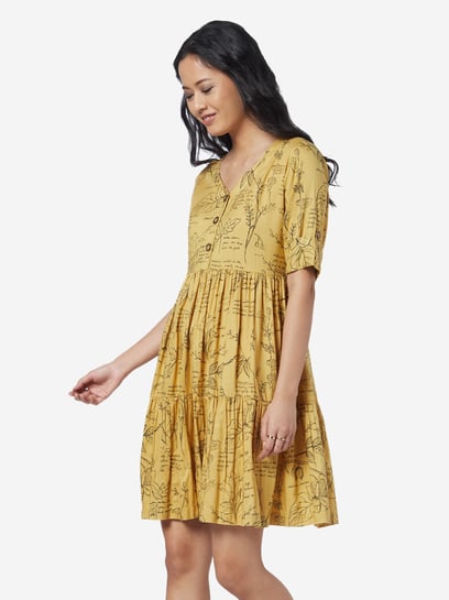 Westside Yellow Fit-And-Flare Dress 