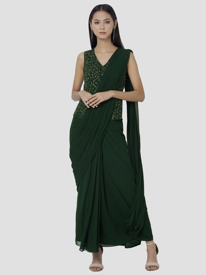 Buy Indya Green Embroidered Ready To 