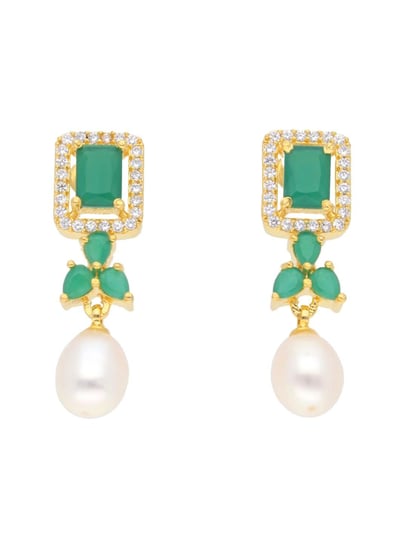 Diamond emerald and pearl earrings | Indian jewelry, Wedding accessories,  Earrings