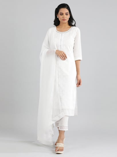 Buy Aurelia White Cotton Embroidered 