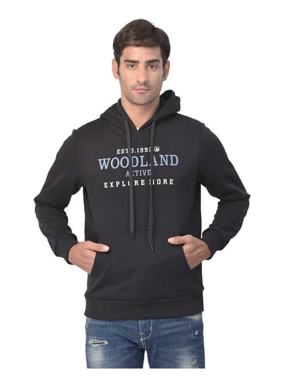 Buy Woodland Navy Regular Fit Printed Hoodie for Men Online @ Tata CLiQ
