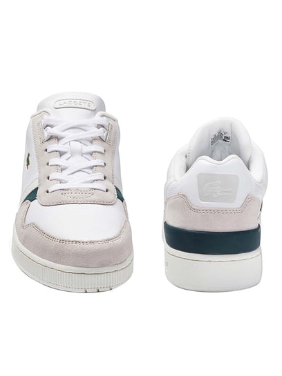 Buy Lacoste Off White T Clip Leather And Suede Trainer Sneakers