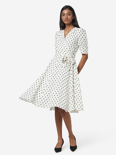 white polka dot dress