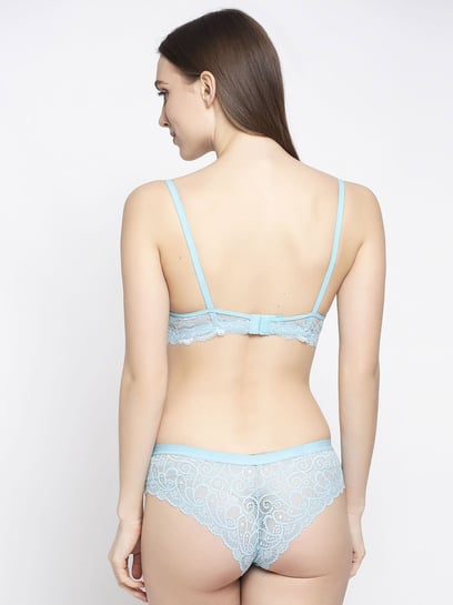 Buy PrettyCat Blue Textured Push Up Bra & Panty Set for Women Online @ Tata  CLiQ