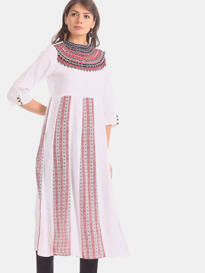 Buy Anahi By Unlimited White Printed Kurta for Women Online @ Tata