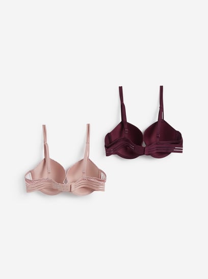 Buy Wunderlove by Westside Burgundy Padded Wired Bra Set of Two Online at  best price at TataCLiQ