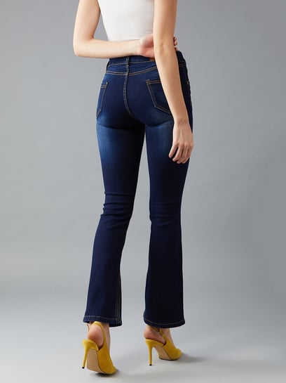 Buy DOLCE CRUDO Navy Mid Rise Bootcut Jeans for Women Online