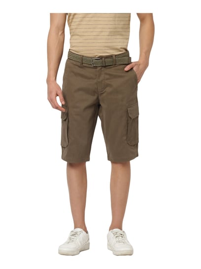 Buy Celio Brown Cotton Straight Fit Cargo Shorts for Mens Online