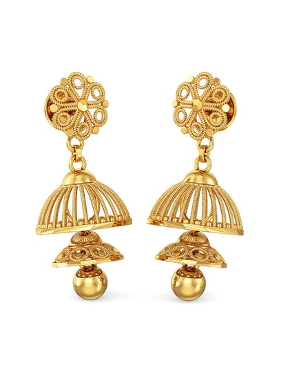 22ct Gold Bridal Earring In Fine Filigree Design - Gold Wedding Earrings  Design, HD Png Download , Transparent Png Image - PNGitem