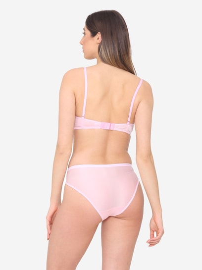 Buy N-Gal Light Pink Lace Bra & Panty Set for Women Online @ Tata CLiQ
