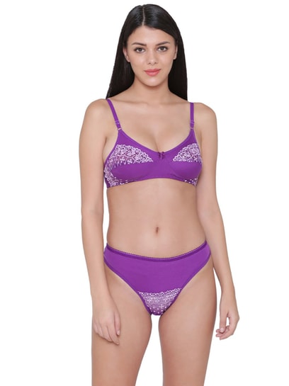 Buy N-Gal Purple Lace Bra & Panty Set for Women Online @ Tata CLiQ