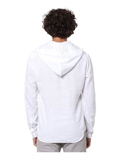 Linen sale hooded shirt