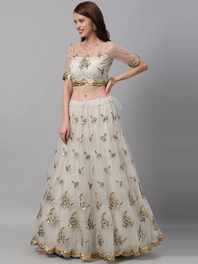 White Net With Silk Satin Two Layer Inner With Can Can Wedding Lehenga  Choli @Indian Couture