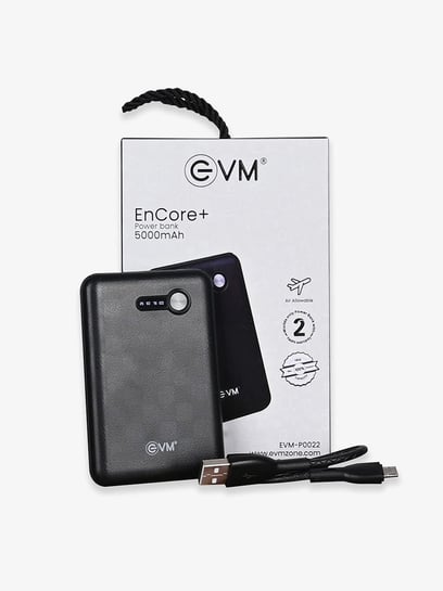 Buy EVM EnCore+ Power Bank 5,000mAh with Micro USB Cable (Black