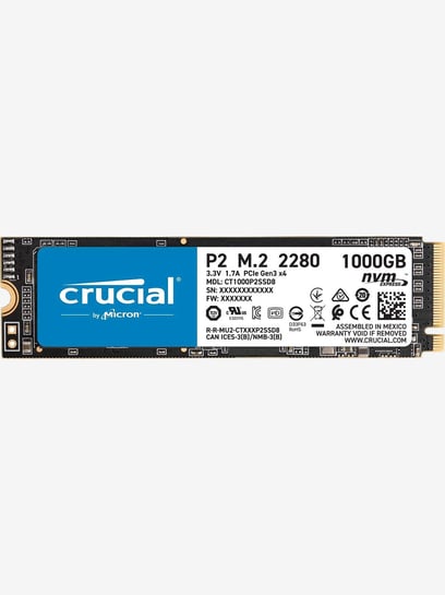 Buy Crucial P2 M.2 PCIe Nmve 1TB Internal SSD (CT1000P2SSD8, Black