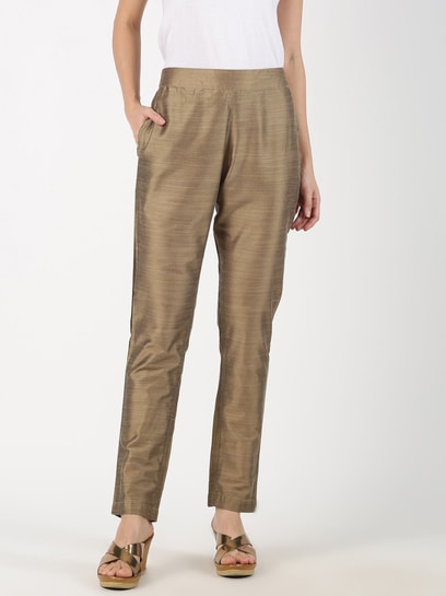 Buy INDYA Gold Womens Basic Cigarette Pants | Shoppers Stop