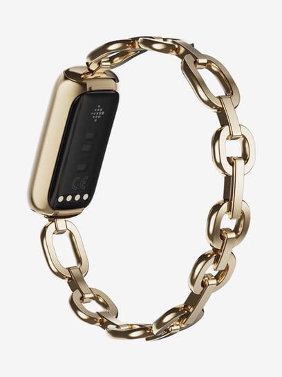  Fitbit Luxe Special Edition Fitness and Wellness Tracker,  Gorjana Soft Gold Stainless Steel Parker Link Bracelet, One Size (S & L  Peony Classic Bands Included) : Sports & Outdoors