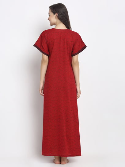 Buy Secret Wish Women's Red Cotton Nighty online